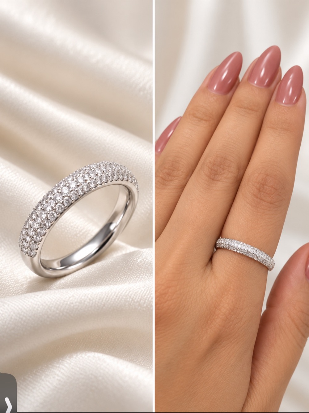 Pavé lab diamonds Sterling Silver Eternity Band size 8
